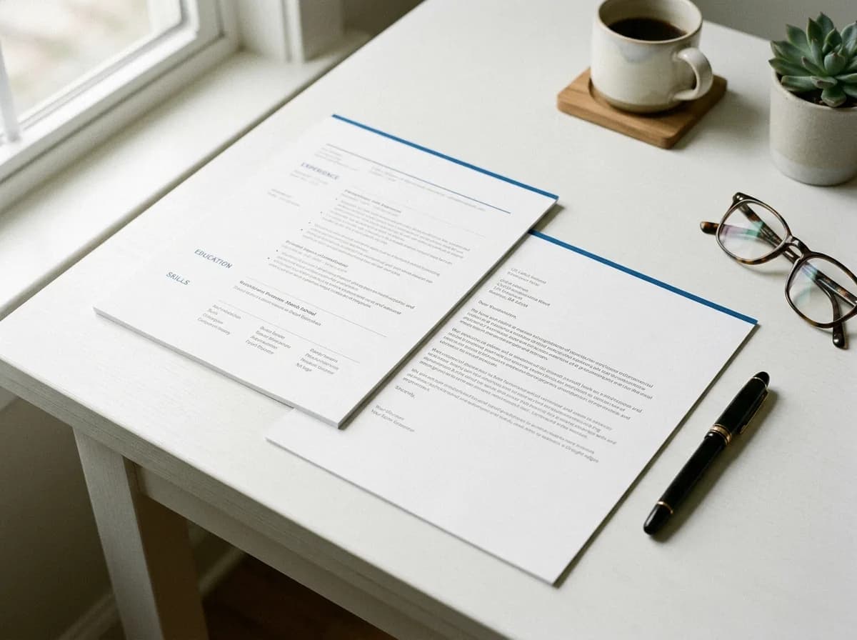 A printed cover letter and resume side by side, ready to send